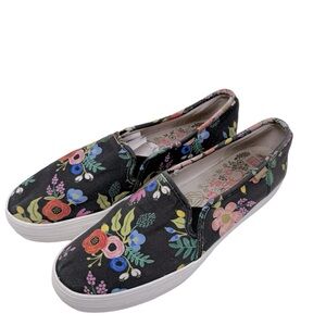 Keds x Rifle Paper Co slip on floral canvas sneakers, size 9.5.